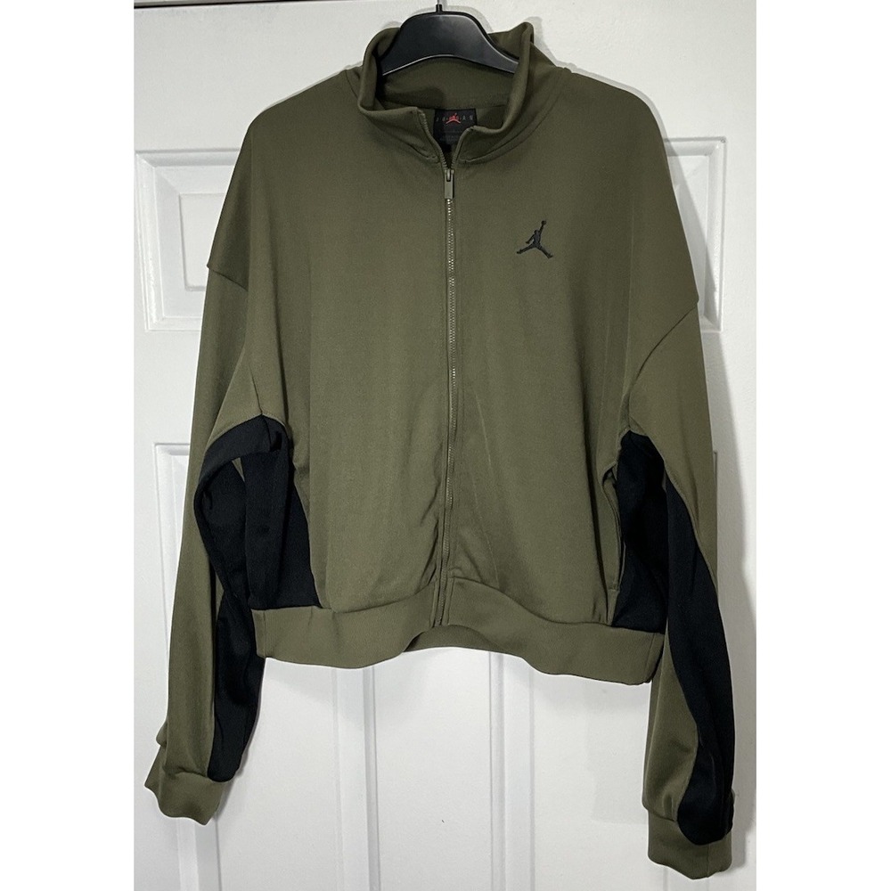 Jordan Jam Full Zip Training Jacket Army Green Embroidered Logo Women's Large